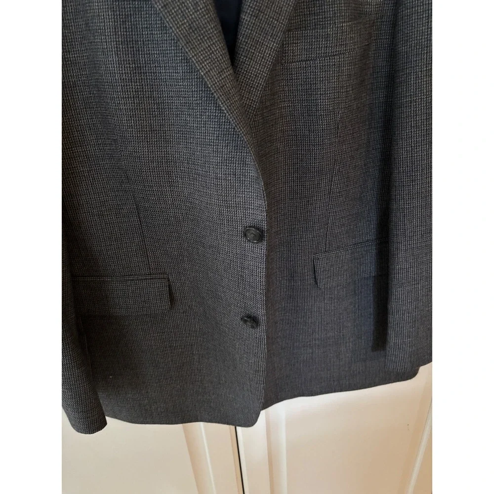 Stafford Essentials Mens 44R Grey‎ Wool Blazer Elbow Patches Classic Fit Jacket